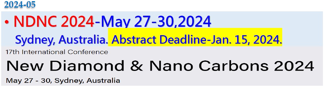 2024年5月國際研討會New Diamond & Nano Carbons 2024